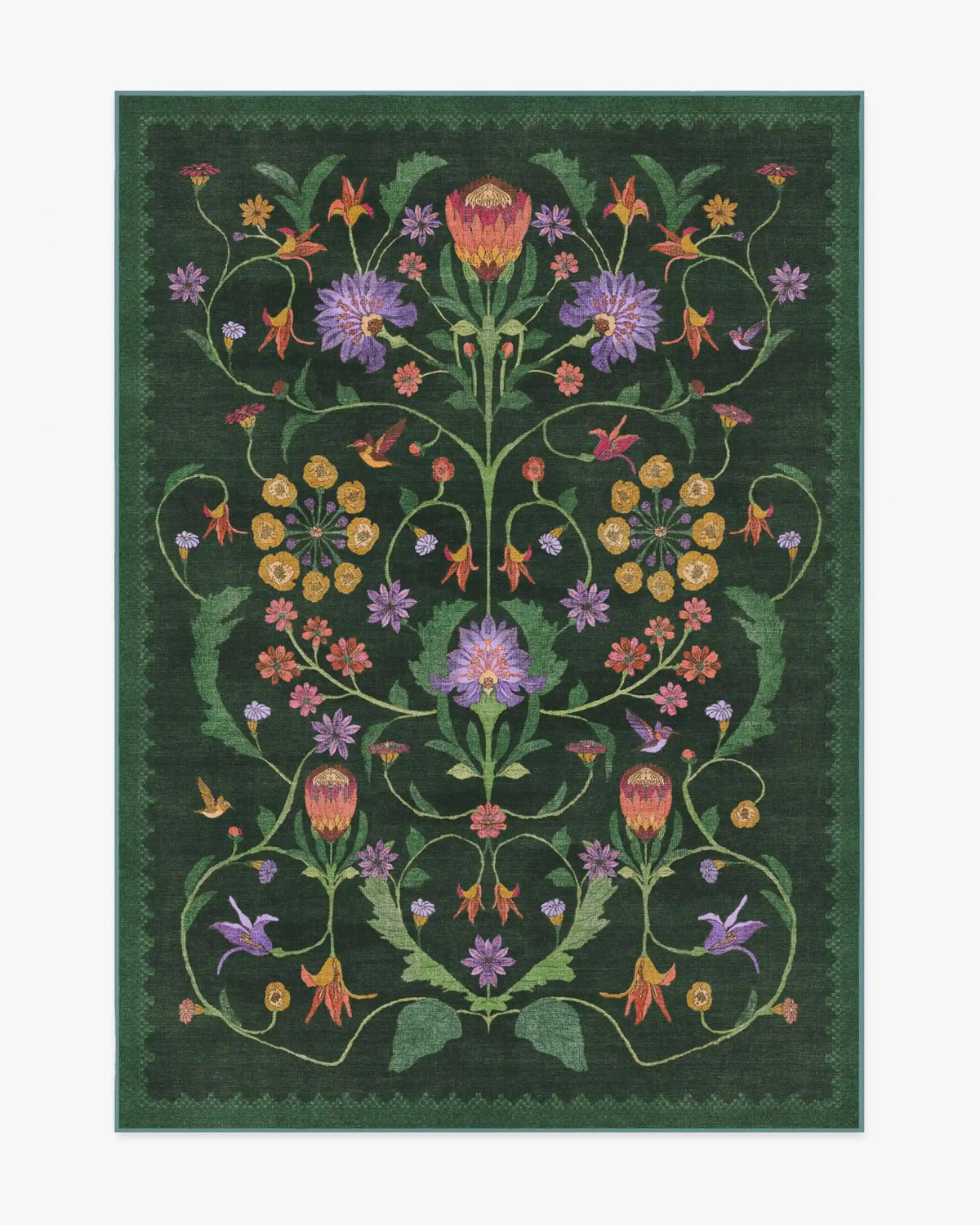 Protea Forest Green Rug by Iris Apfel