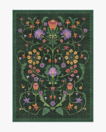 Protea Forest Green Rug by Iris Apfel