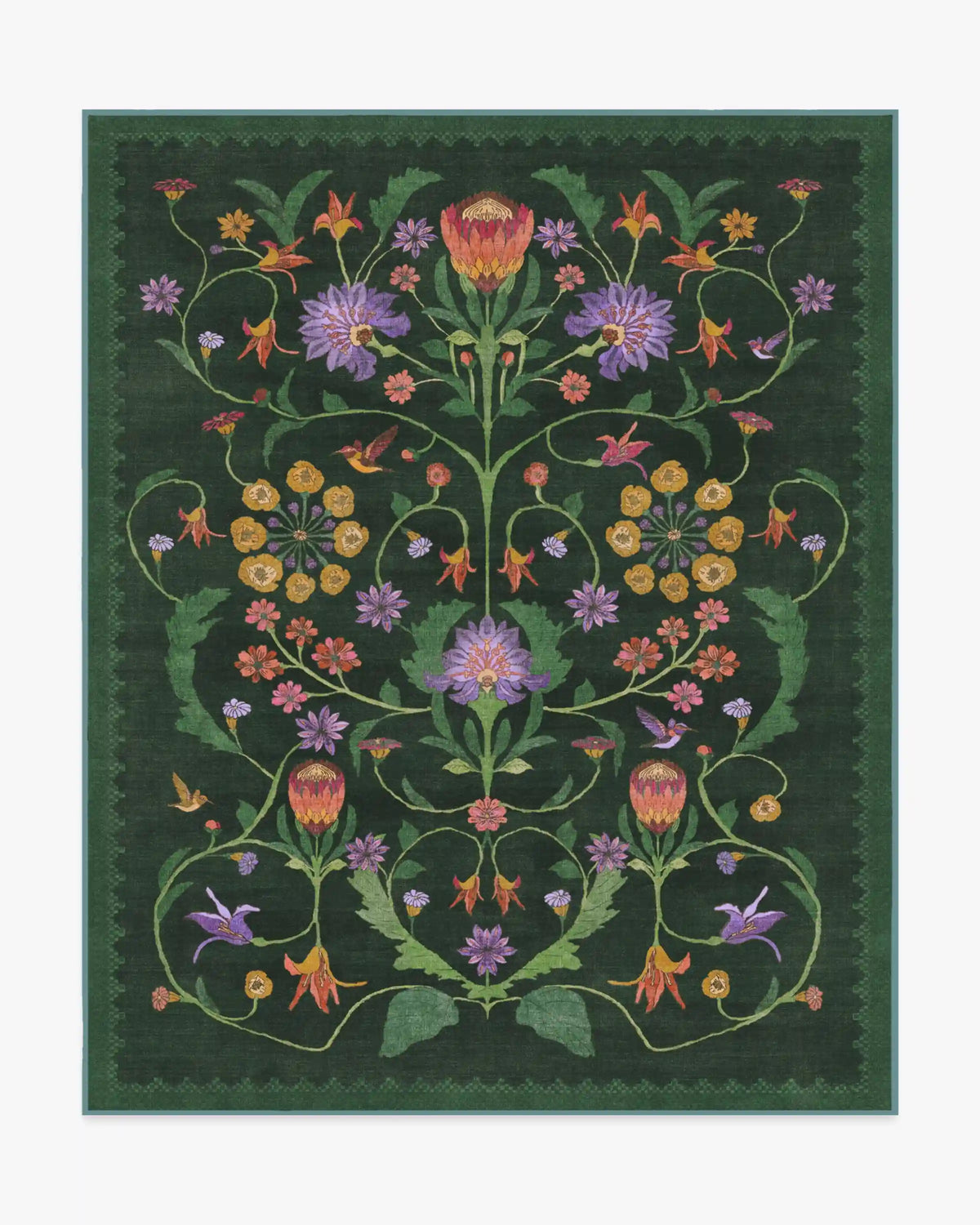 Protea Forest Green Rug by Iris Apfel