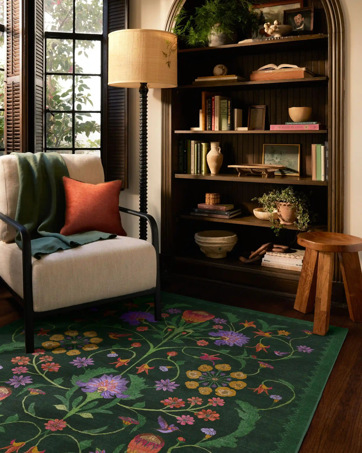 Protea Forest Green Rug by Iris Apfel