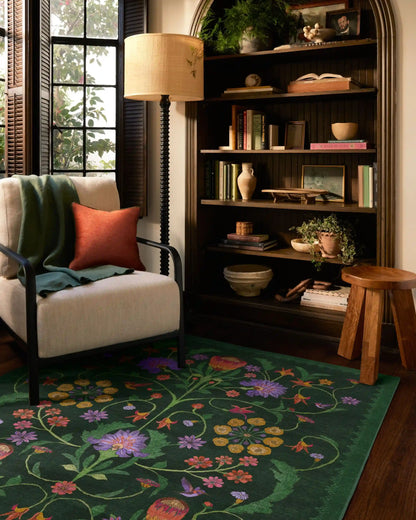 Protea Forest Green Rug by Iris Apfel