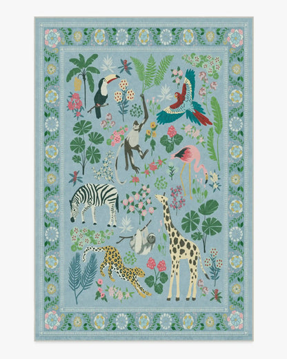 Jingle Jungle Slate Blue Rug by Iris Apfel