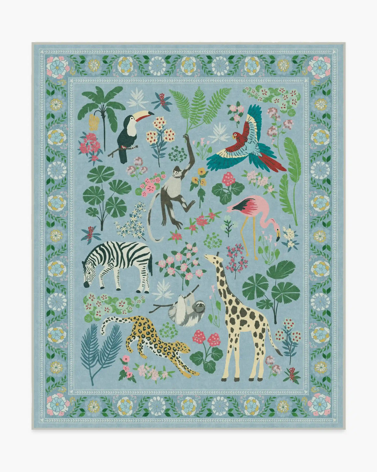 Jingle Jungle Slate Blue Rug by Iris Apfel