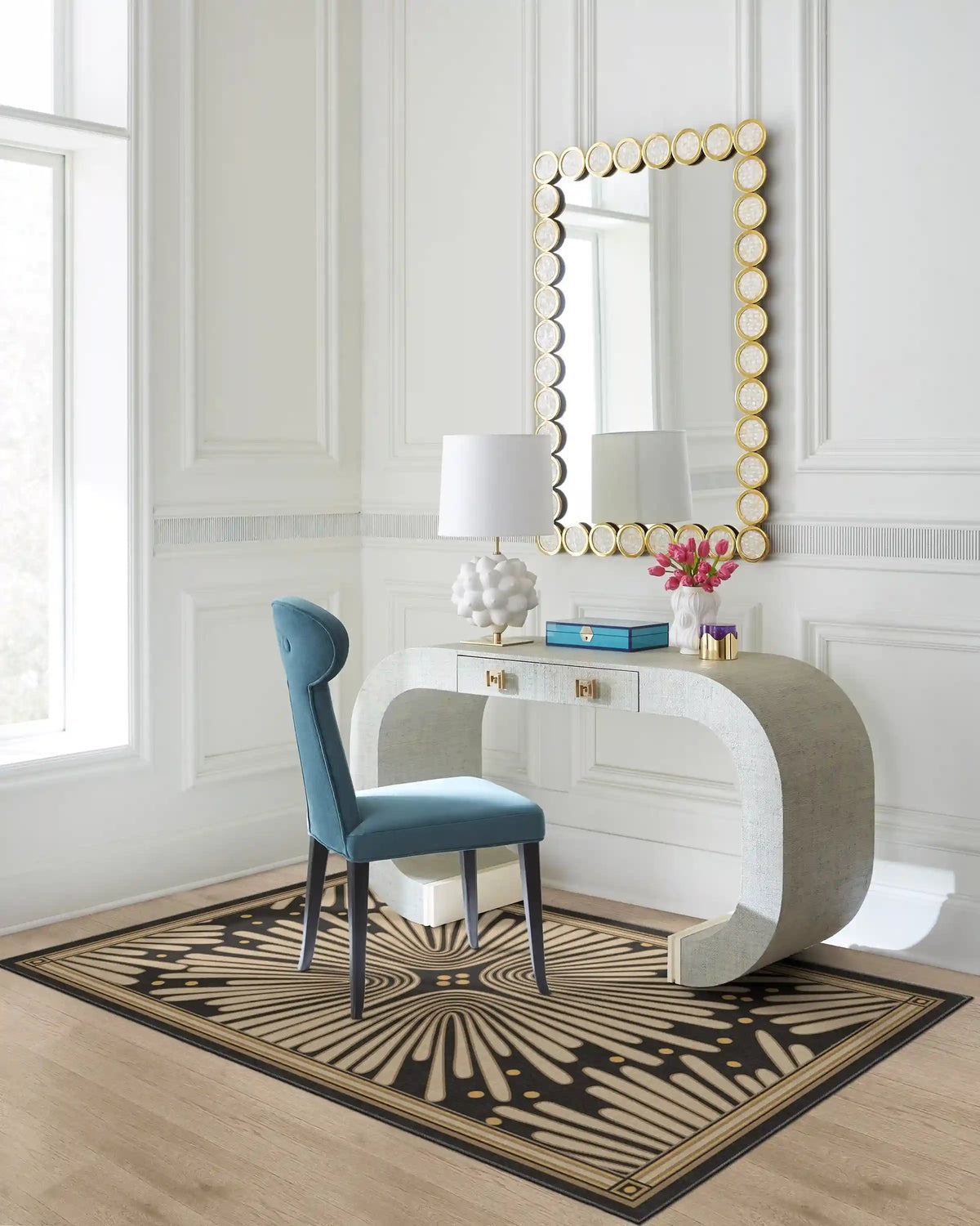 Gatsby Black & Gold Rug by Jonathan Adler