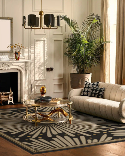Gatsby Black & Gold Rug by Jonathan Adler
