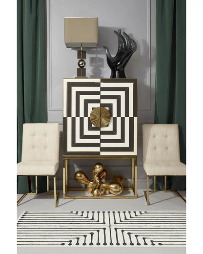 Inkdrop Black & Ivory Rug by Jonathan Adler