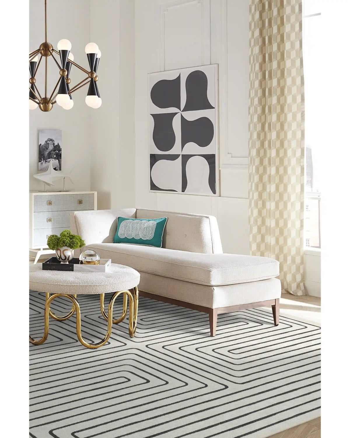 Labyrinth Black & Ivory Rug by Jonathan Adler