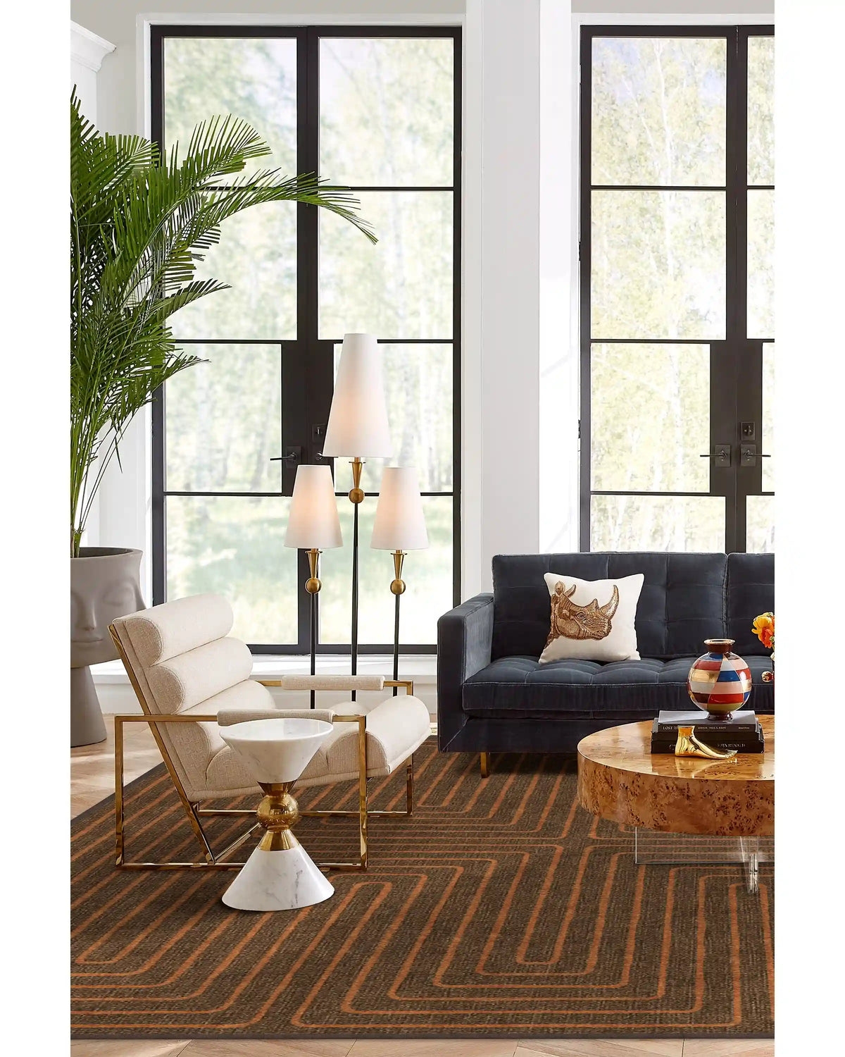 Labyrinth Brown & Orange Rug by Jonathan Adler