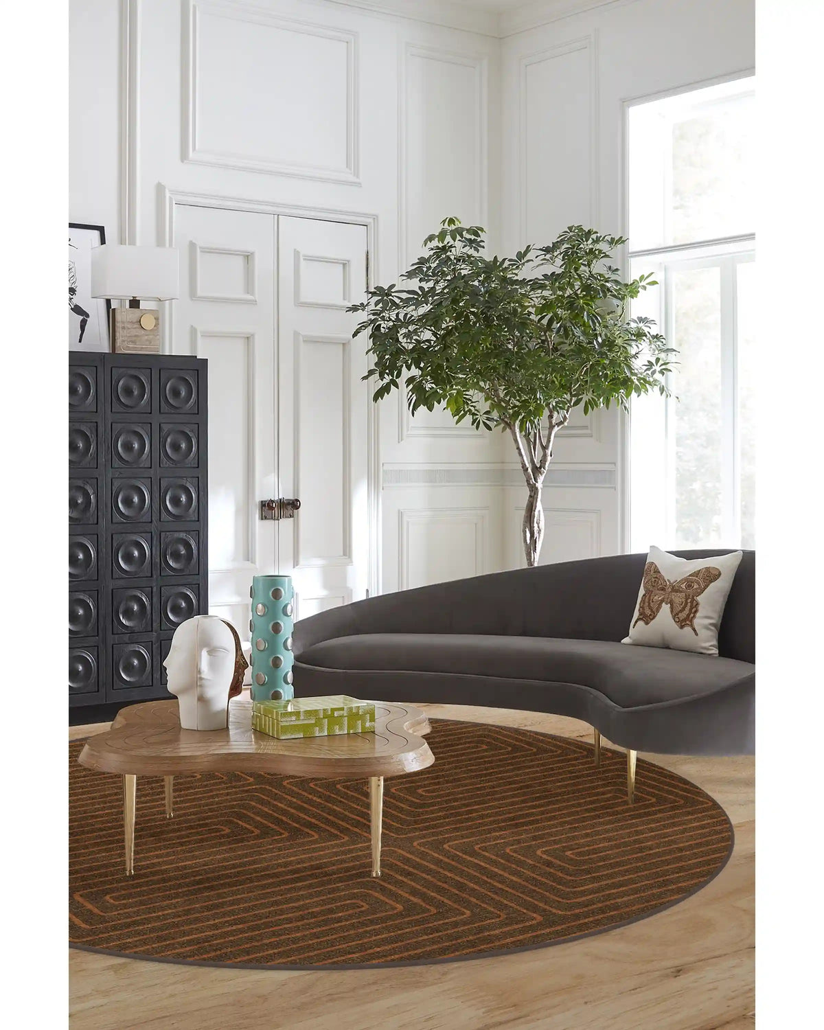 Labyrinth Brown & Orange Rug by Jonathan Adler