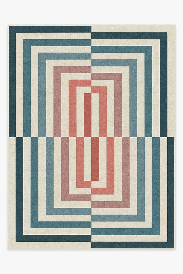 Op Art Teal Rug by Jonathan Adler