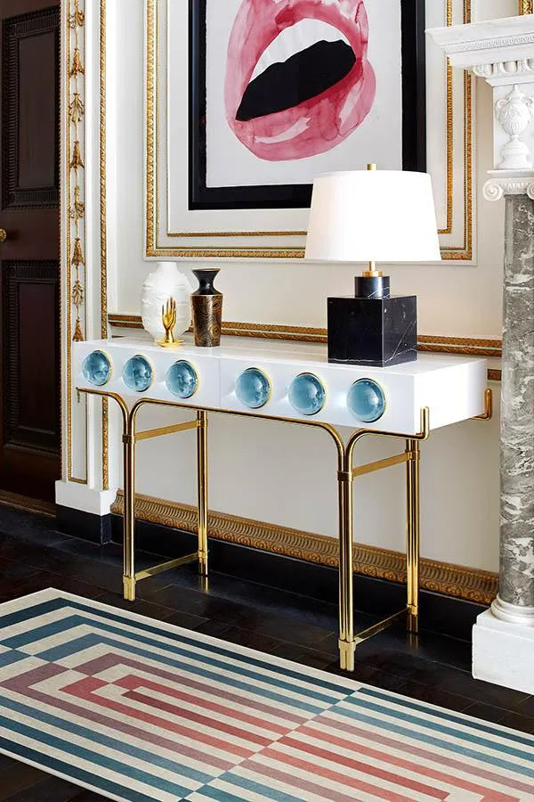 Op Art Teal Rug by Jonathan Adler