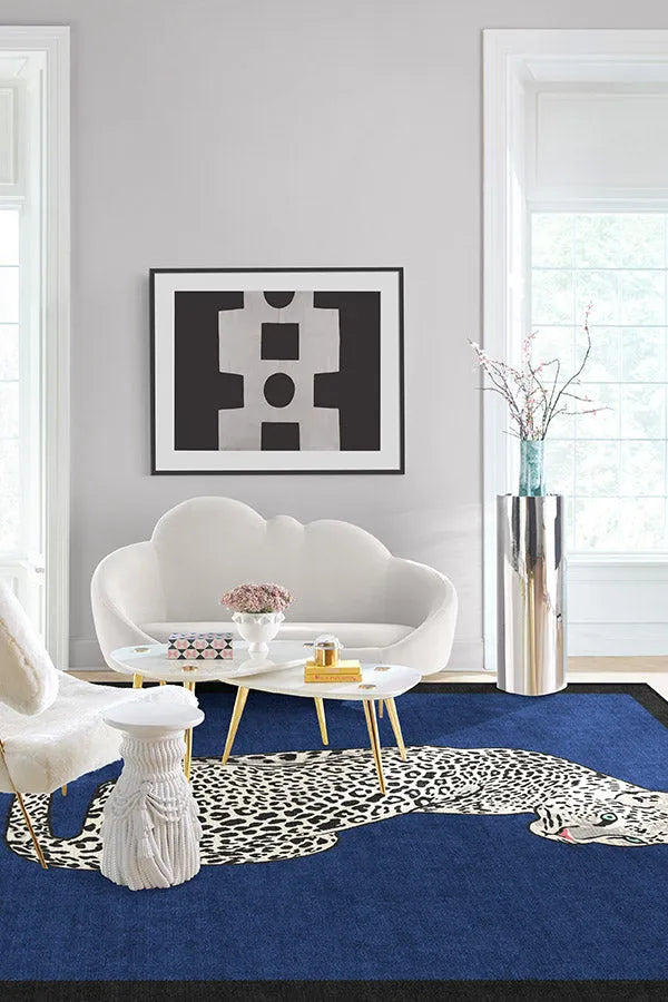 Snow Leopard Sapphire Rug by Jonathan Adler