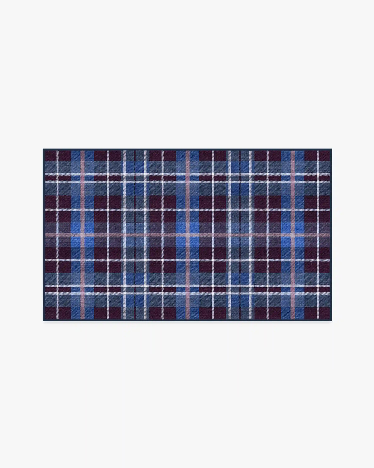 Josa Plaid Burgundy & Blue Rug by Humberto Leon