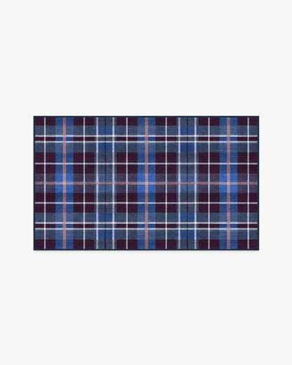 Josa Plaid Burgundy & Blue Rug by Humberto Leon