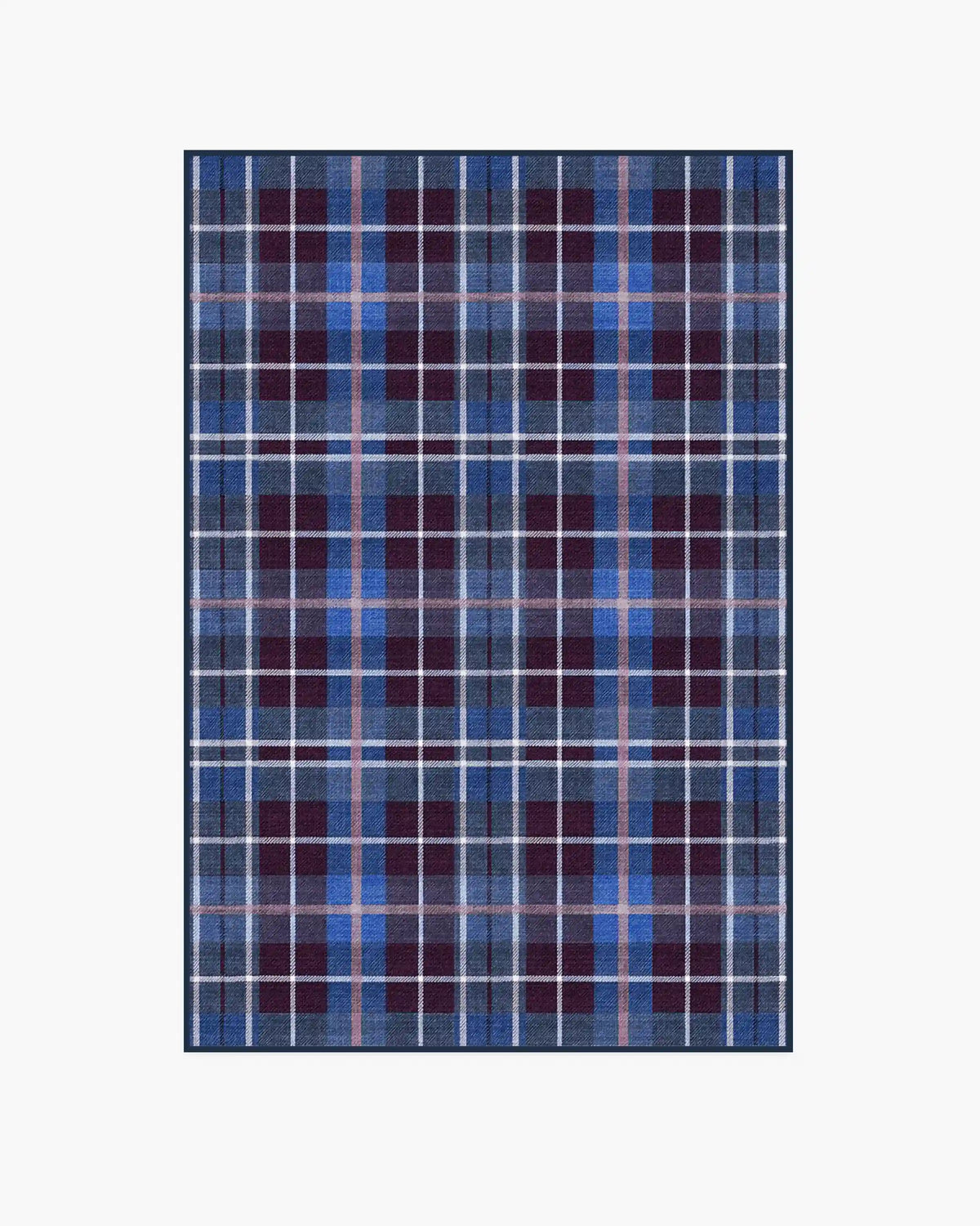 Josa Plaid Burgundy & Blue Rug by Humberto Leon