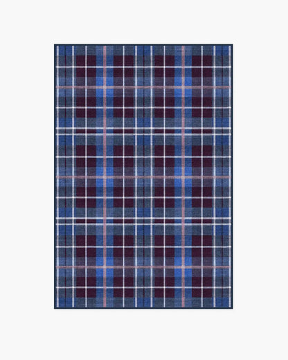 Josa Plaid Burgundy & Blue Rug by Humberto Leon