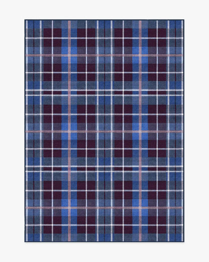 Josa Plaid Burgundy & Blue Rug by Humberto Leon