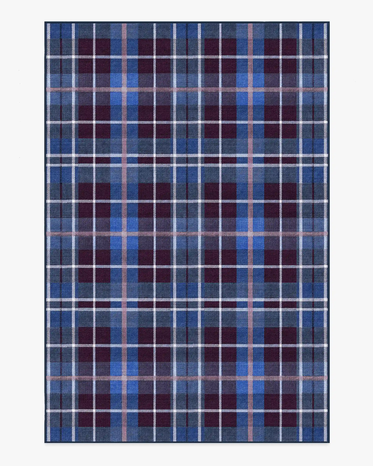 Josa Plaid Burgundy & Blue Rug by Humberto Leon
