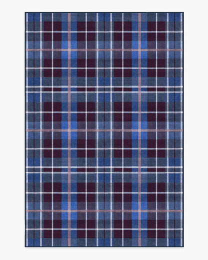 Josa Plaid Burgundy & Blue Rug by Humberto Leon