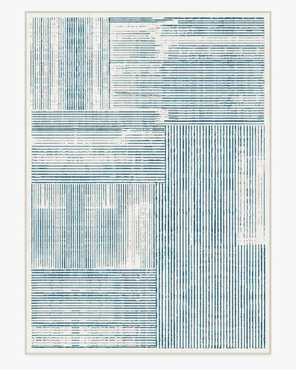 Linear Oasis Ivory & Blue Rug