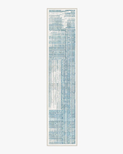 Linear Oasis Ivory & Blue Rug