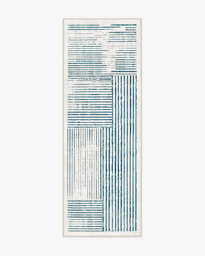 Linear Oasis Ivory & Blue Rug
