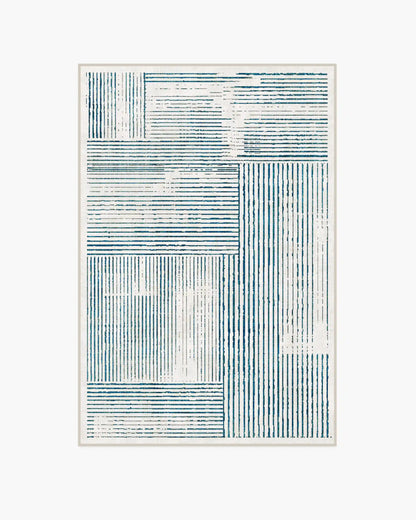 Linear Oasis Ivory & Blue Rug