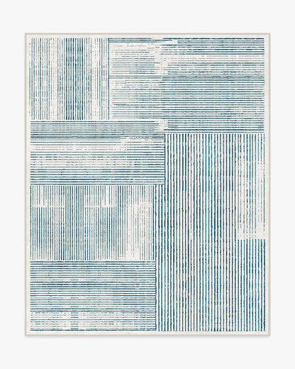 Linear Oasis Ivory & Blue Rug