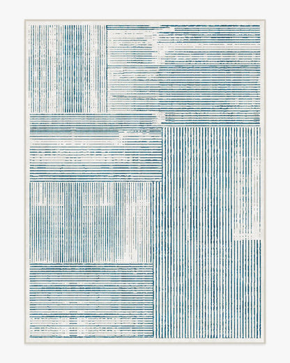 Linear Oasis Ivory & Blue Rug