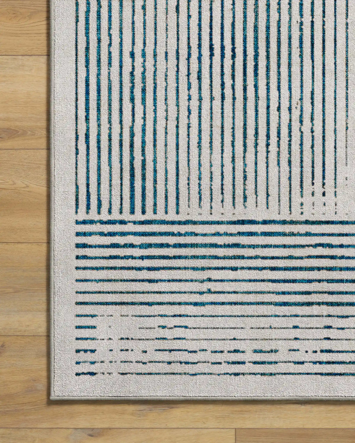 Linear Oasis Ivory & Blue Rug