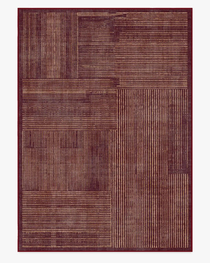 Linear Oasis Rust Red Rug
