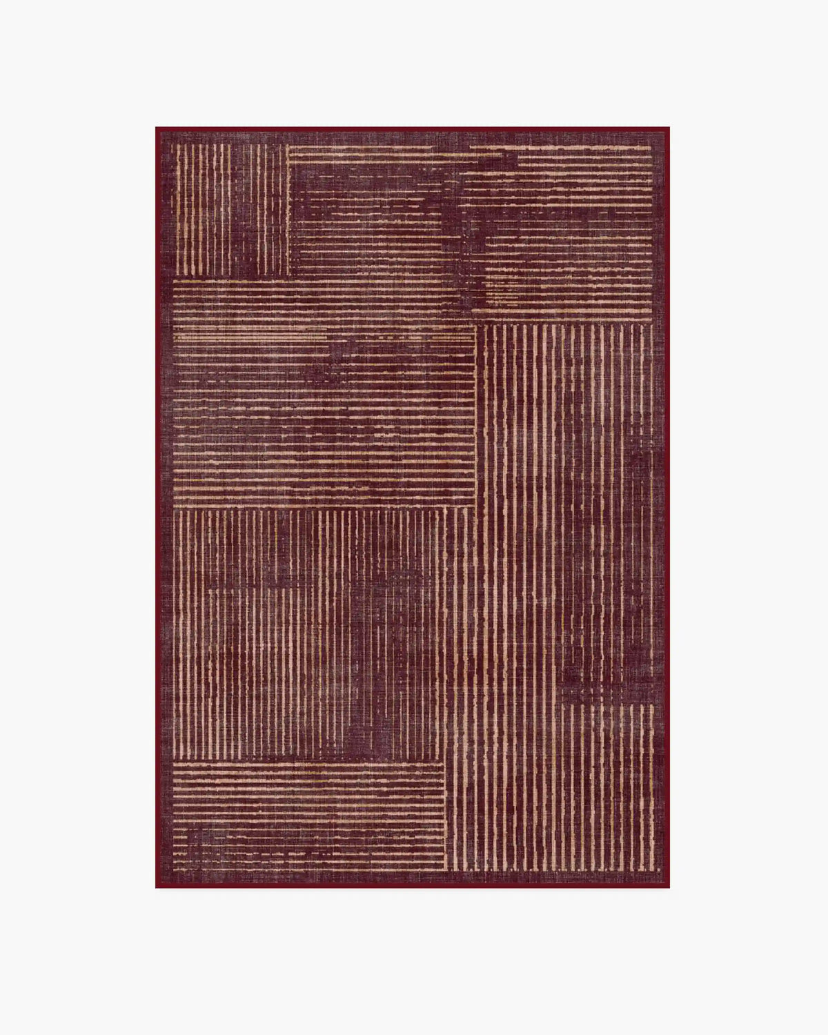 Linear Oasis Rust Red Rug