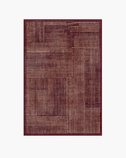 Linear Oasis Rust Red Rug