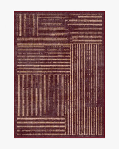 Linear Oasis Rust Red Rug