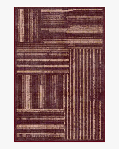 Linear Oasis Rust Red Rug