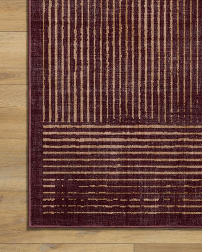 Linear Oasis Rust Red Rug