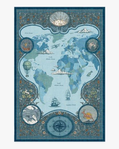 Little Explorer Blue & Grey Rug