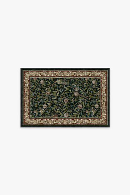 Bird & Pomegranate Teal Green Rug by Morris & Co.