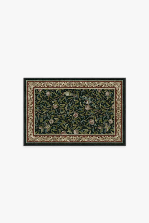 Bird & Pomegranate Teal Green Rug by Morris & Co.