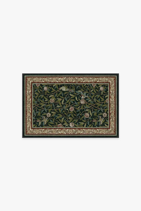 Bird & Pomegranate Teal Green Rug by Morris & Co.