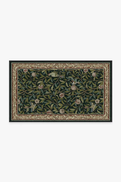 Bird & Pomegranate Teal Green Rug by Morris & Co.