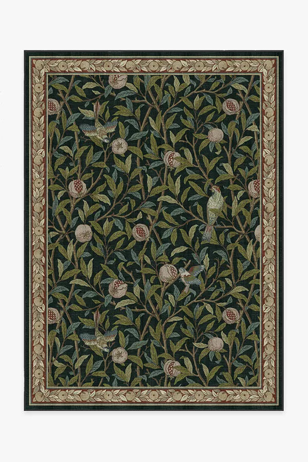 Bird & Pomegranate Teal Green Rug by Morris & Co.
