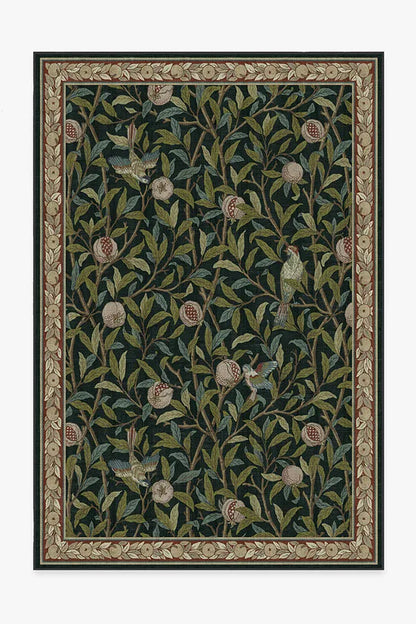 Bird & Pomegranate Teal Green Rug by Morris & Co.
