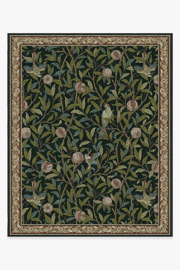 Bird & Pomegranate Teal Green Rug by Morris & Co.