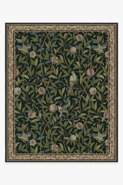 Bird & Pomegranate Teal Green Rug by Morris & Co.
