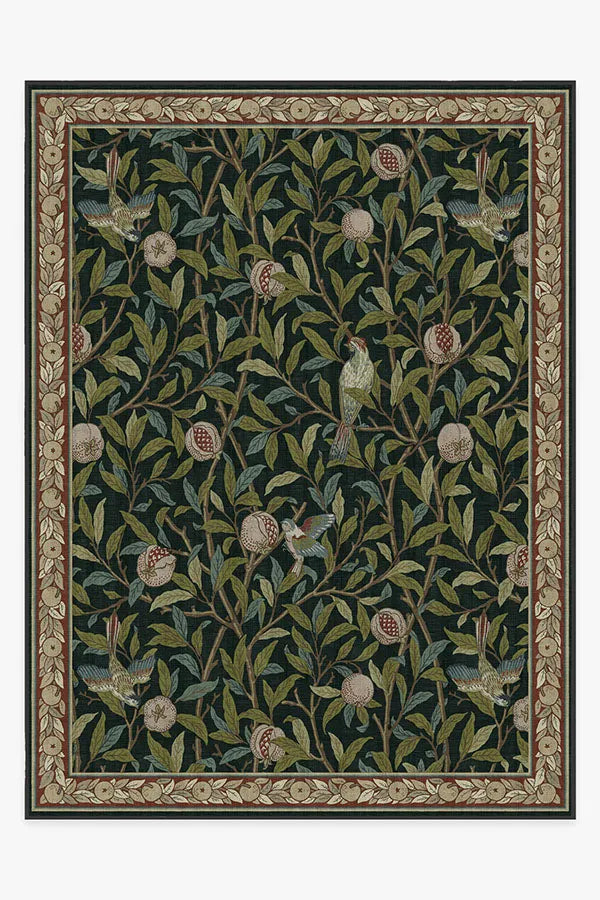 Bird & Pomegranate Teal Green Rug by Morris & Co.