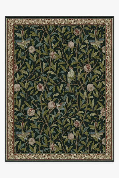 Bird & Pomegranate Teal Green Rug by Morris & Co.