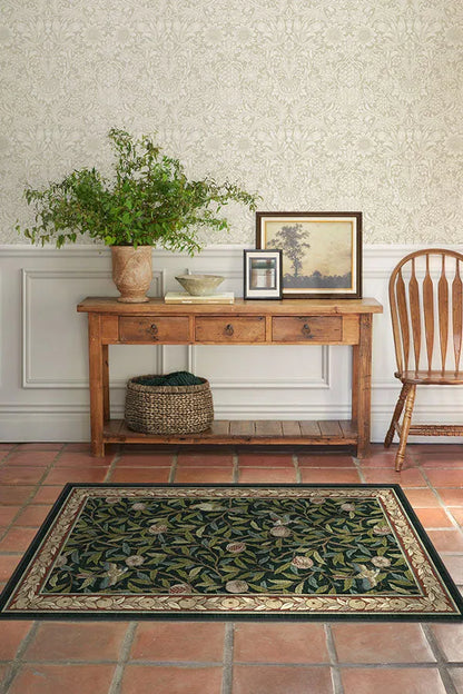 Bird & Pomegranate Teal Green Rug by Morris & Co.