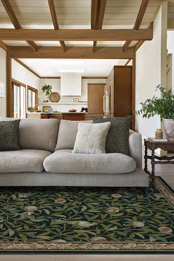 Bird & Pomegranate Teal Green Rug by Morris & Co.