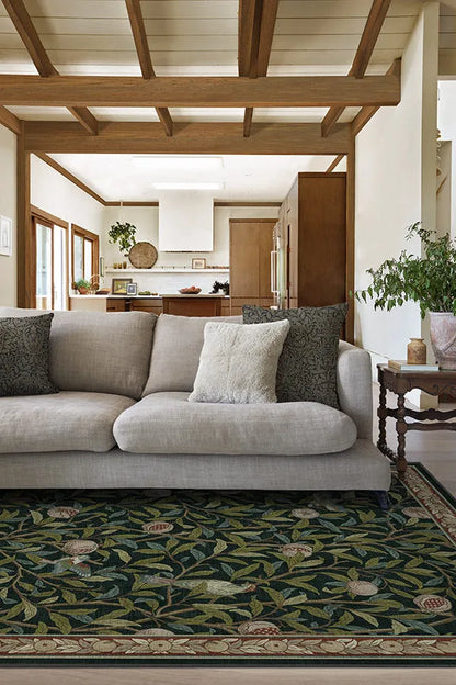 Bird & Pomegranate Teal Green Rug by Morris & Co.